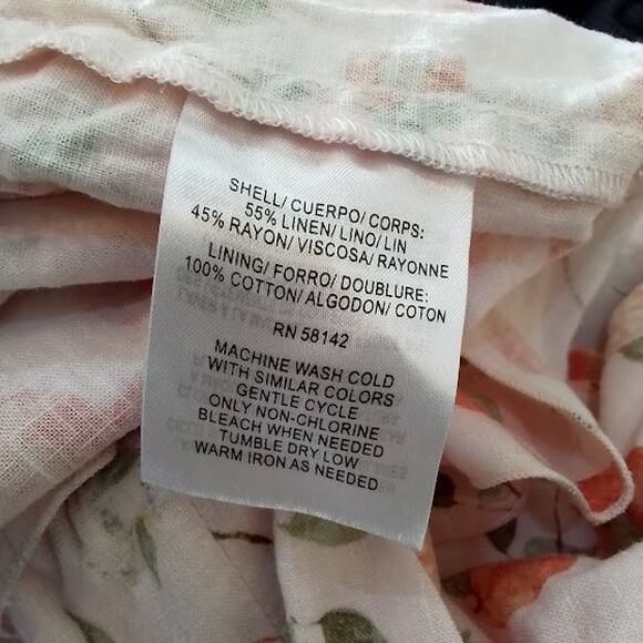 Gal Meets Glam Peach Print Midi Dress Linen Blend Size 6 - Picture 6 of 6